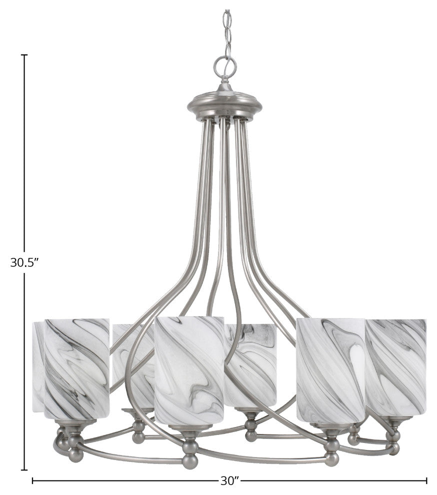 Capri 8-Light Chandelier, Brushed Nickel/Onyx Swirl