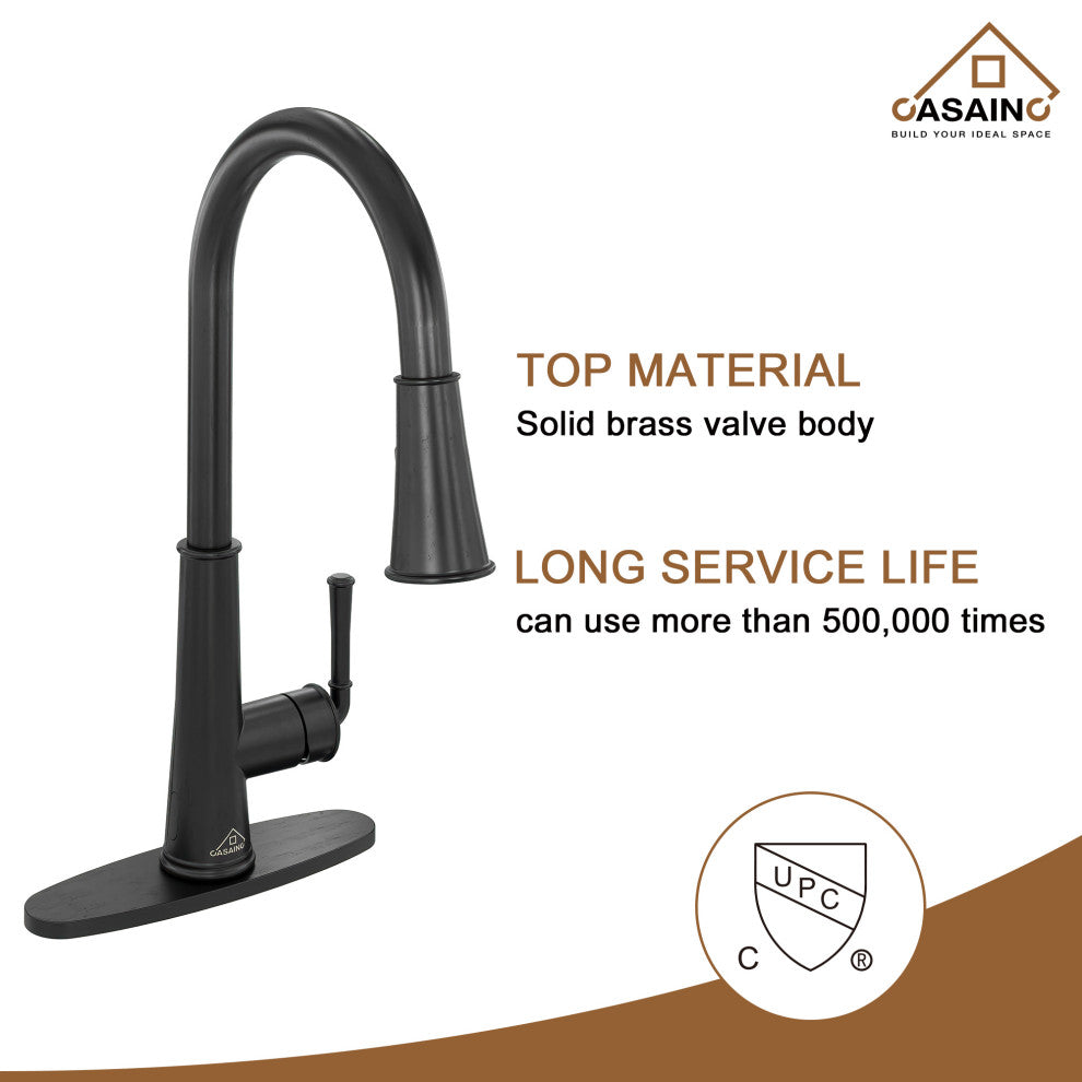 Single-Handle Pull Down Sprayer Kitchen Faucet with Touchless Sensor, Matte Black
