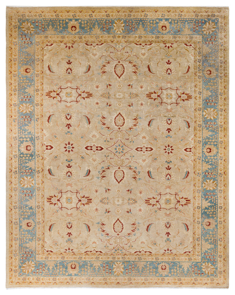 Ottoman, One-of-a-Kind Hand-Knotted Area Rug Beige, 9' 2" x 11' 6"