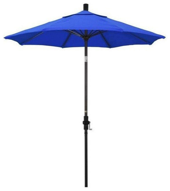7.5' Bronze Collar Tilt Lift Fiberglass Rib Aluminum Umbrella, Sunbrella, Pacific Blue
