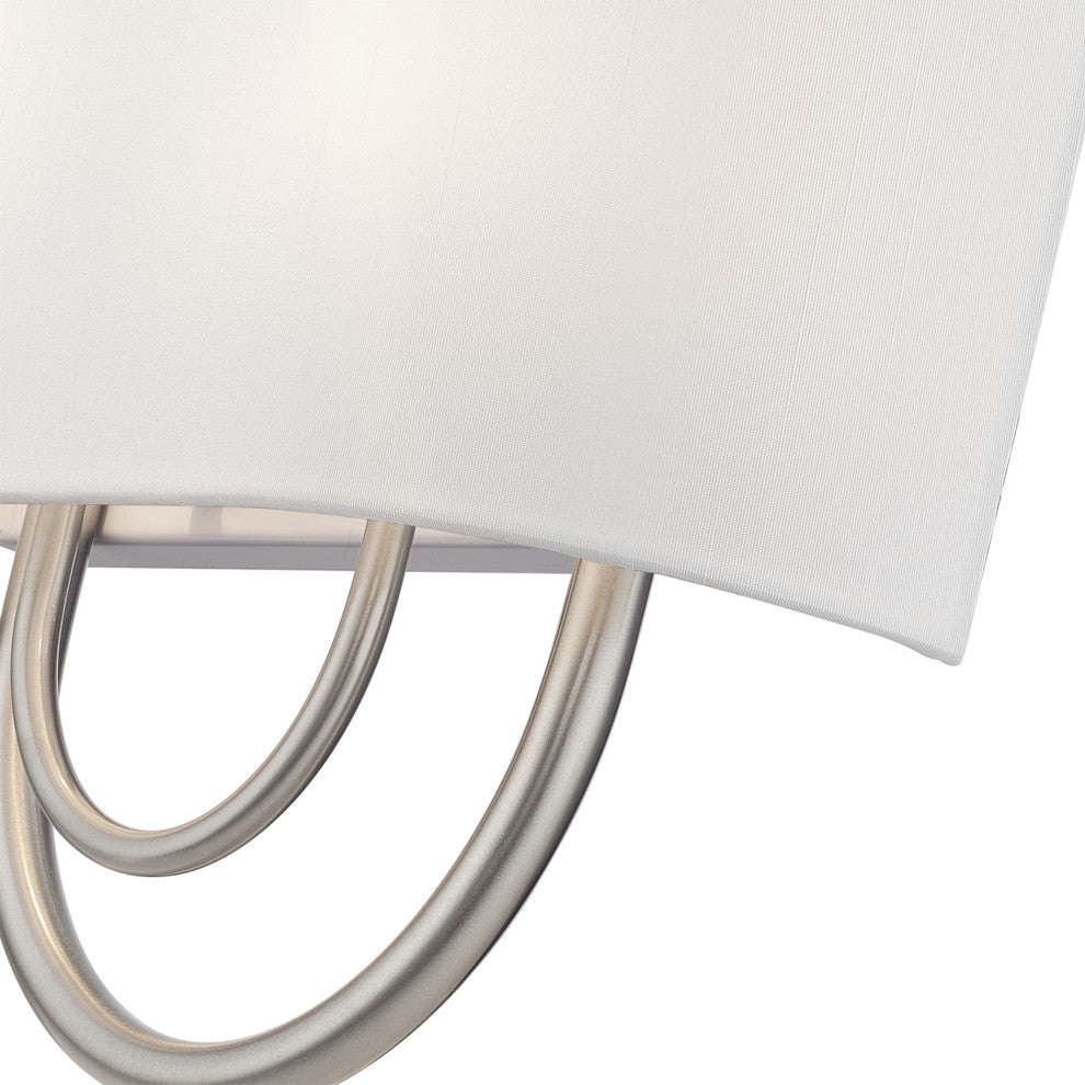 Stratton 2 Light Brushed Nickel ADA Sconce with Hand Crafted Off-White Shade