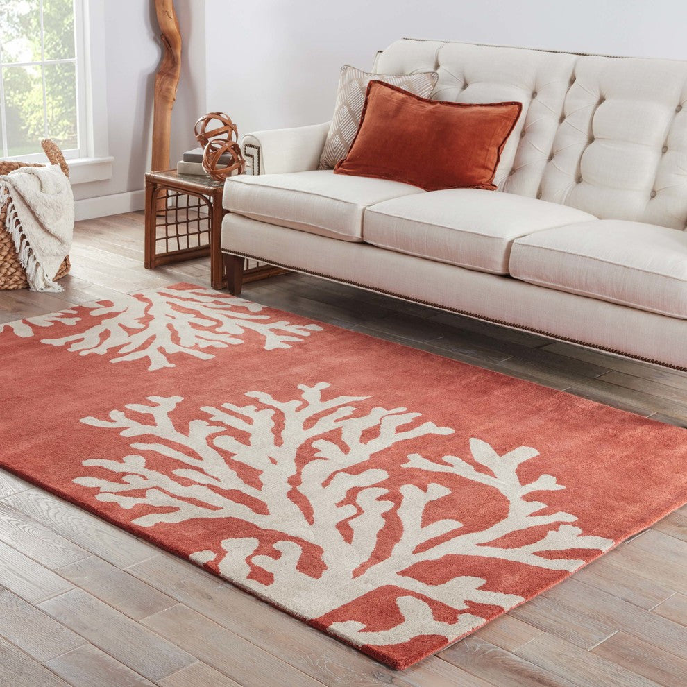 Jaipur Living Bough Handmade Abstract Coral/Tan Area Rug, 5'x8'