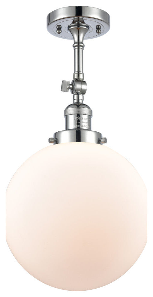 X-Large Beacon 1-Light Semi-Flush Mount, Polished Chrome, Matte White