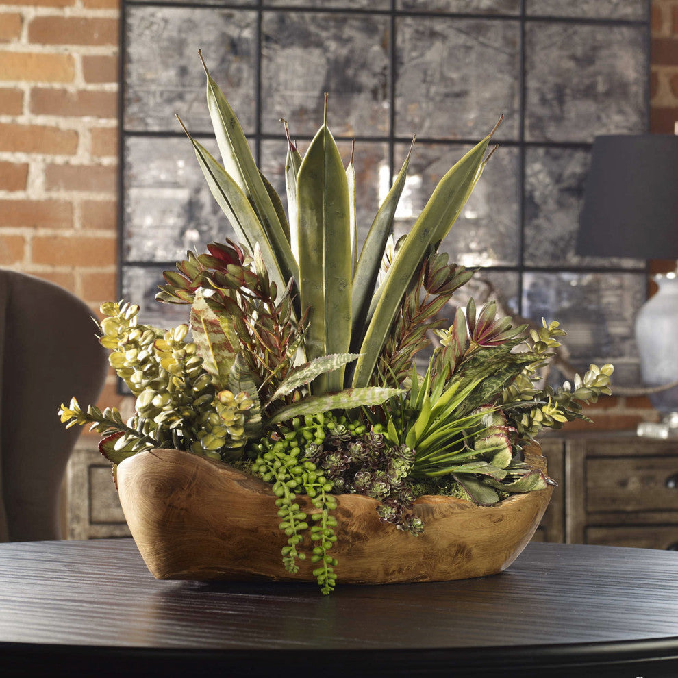 Uttermost Salar Succulents, Teak Bowl