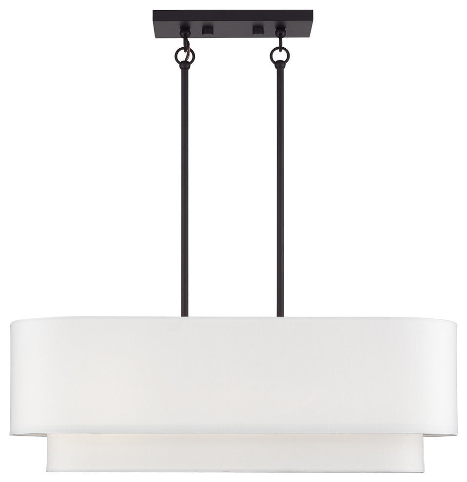 Manorwood 3-Light Bronze Medium Linear Chandelier with Hand Crafted Shades