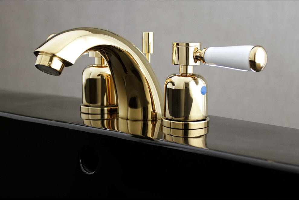 Mini-Widespread Bathroom Faucet With Pop-Up, Polished Brass
