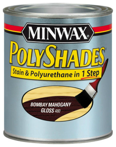 MinwaxÂ® 61480 PolyShadesÂ® Stain/Polyurethane Gloss Finish, Bombay Mahogany, 1 Qt