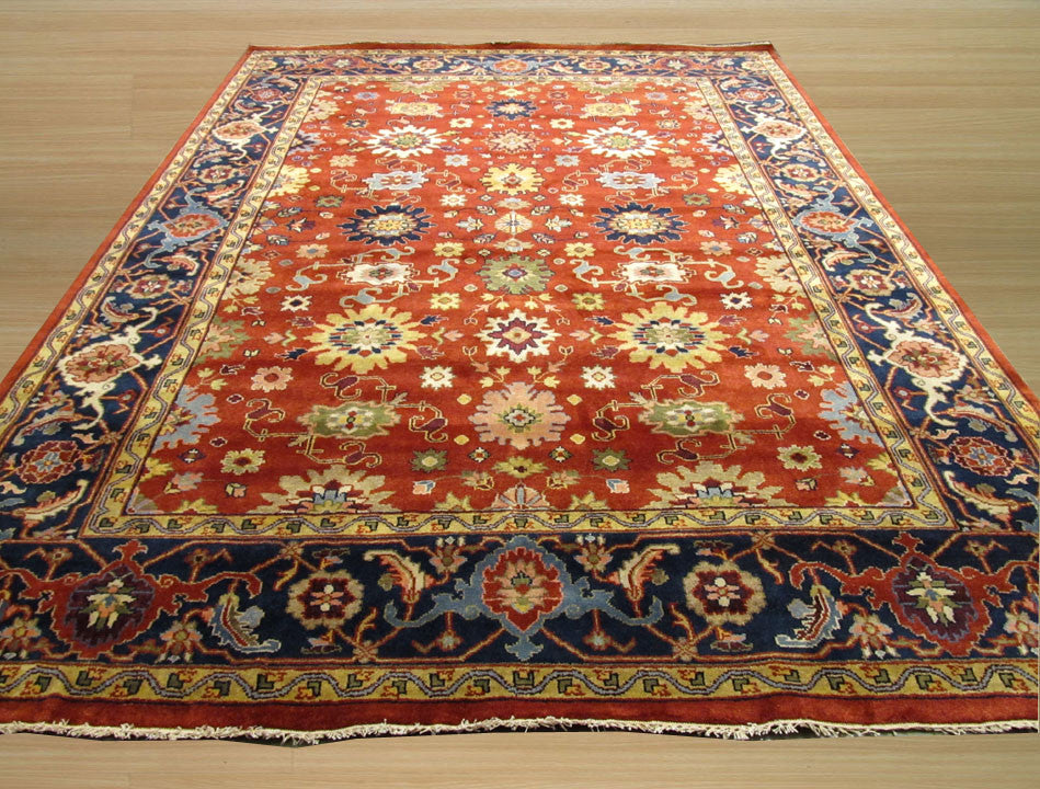 Hand-knotted Wool Rust Traditional Oriental Super Mahal Rug, 10' X 14'