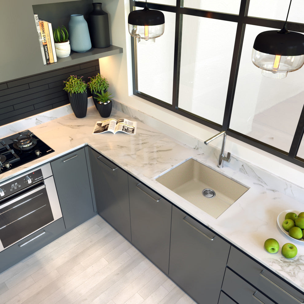 Nantucket Sinks Small Single Bowl Undermount Granite Composite, Sand