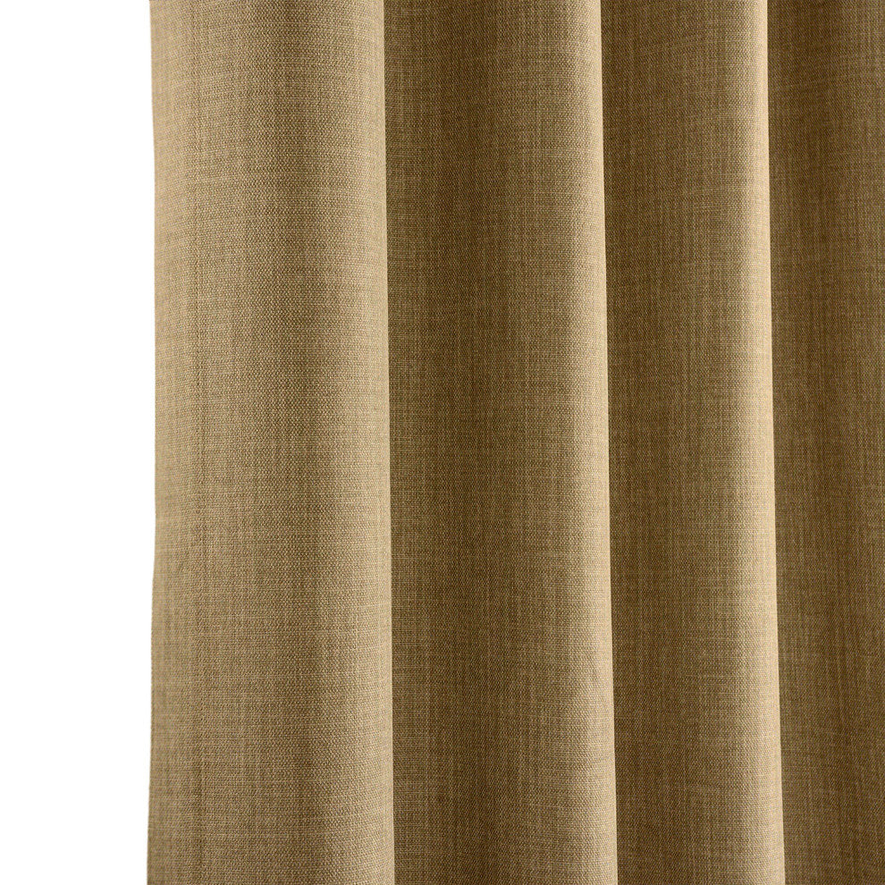 Faux Linen Grommet Room Darkening Curtain Single Panel, Butterscotch, 50w X 96l
