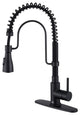Single Handle Kitchen Sink Faucet Pull-Down Sprayer, 360 Swivel, 3 Functions, Matte Black