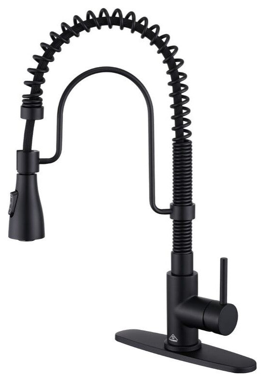 Single Handle Kitchen Sink Faucet Pull-Down Sprayer, 360 Swivel, 3 Functions, Matte Black