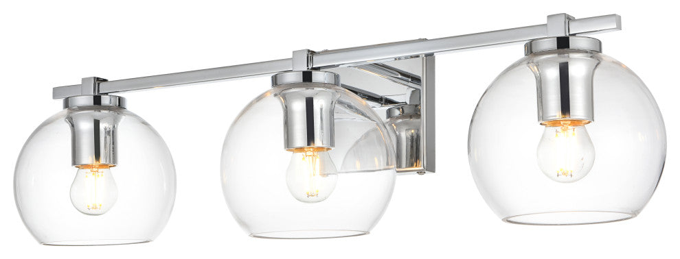 3 Light Chrome And Clear Bath Sconce
