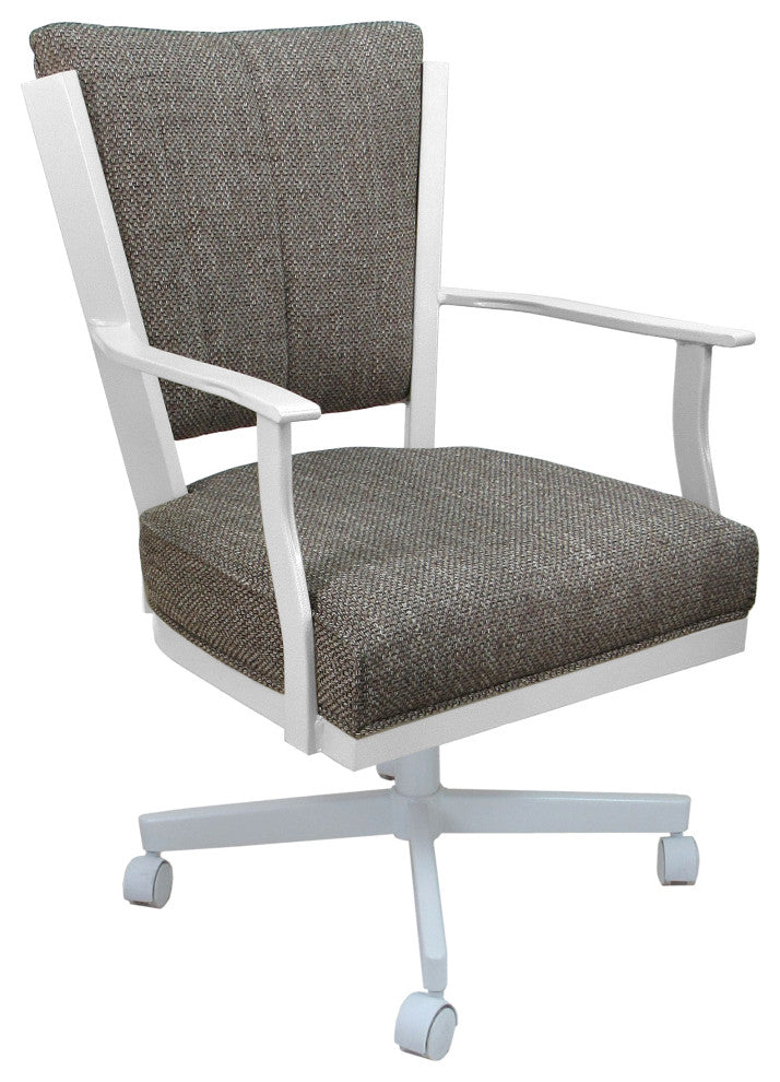Montana Swivel Metal Dining Caster Chair Reading Base, Plumley Cocoa - White