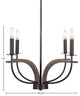Monterey Uplight 4-Light Chandelier, Matte Black & Painted Distressed Wood-look