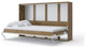 Contempo Horizontal Wall Bed, European Twin Size with a cabinet on top, Oak