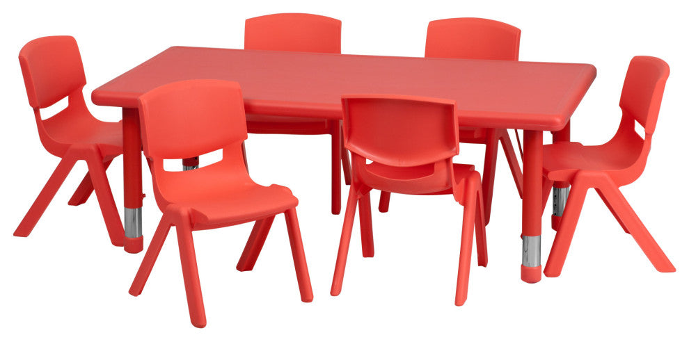 Roseto FFIF53140 Seven Piece Plastic Framed Classroom Set - Red