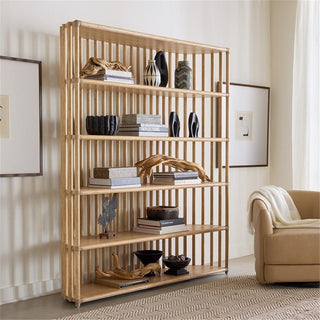 Retreat Slatted Wood Framed Bookcase in Beige by Hooker Furniture