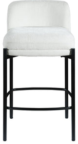 Burton Chenille Fabric Upholstered Stool (Set of 2), Cream
