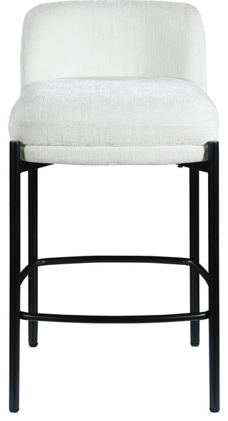 Burton Chenille Fabric Upholstered Stool (Set of 2), Cream