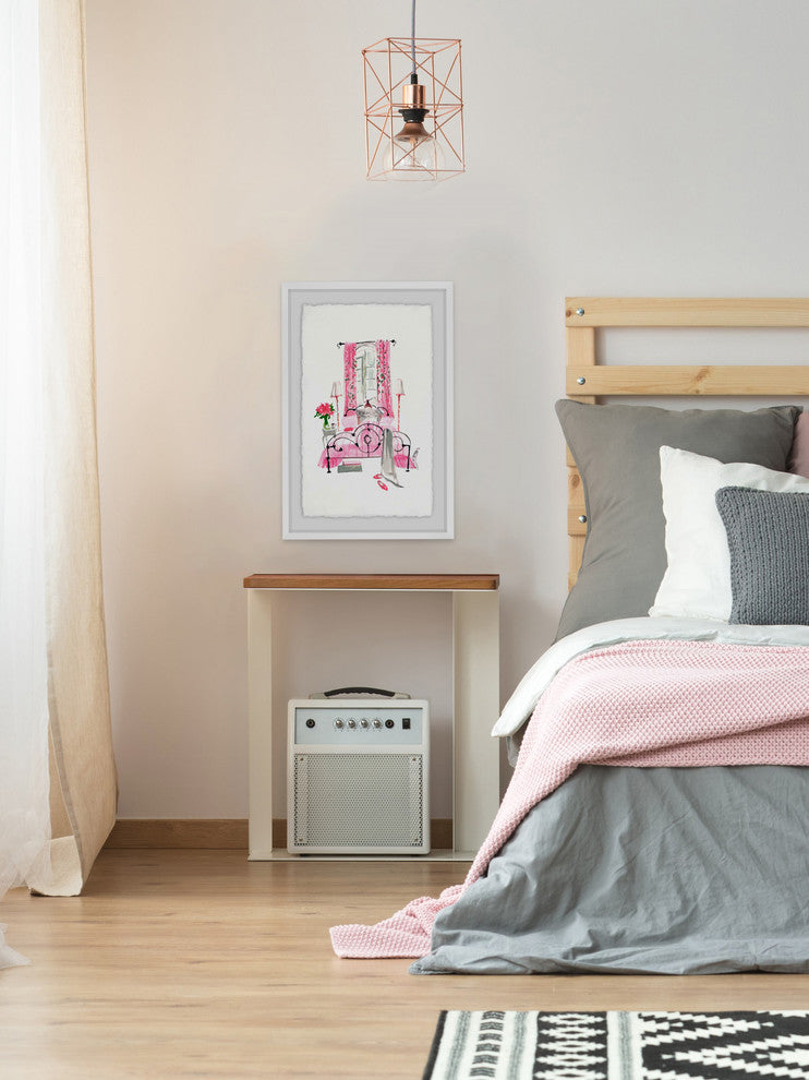 "Bedroom Pink" Framed Painting Print, 24"x36"