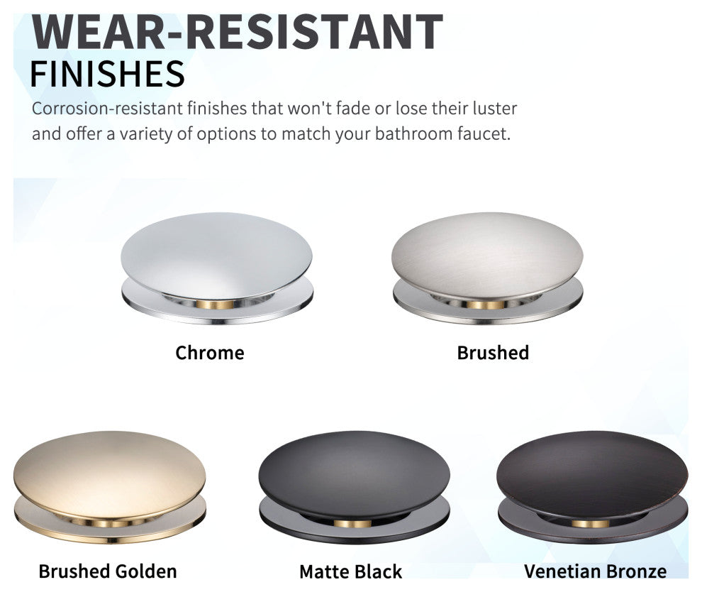 HEATGENE Bathroom Sink Drain, Pop Up Drain, Brushed Gold, Without Overflow