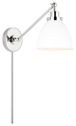Wellfleet Single Arm Dome Task Sconce, Matte White and Polished Nickel