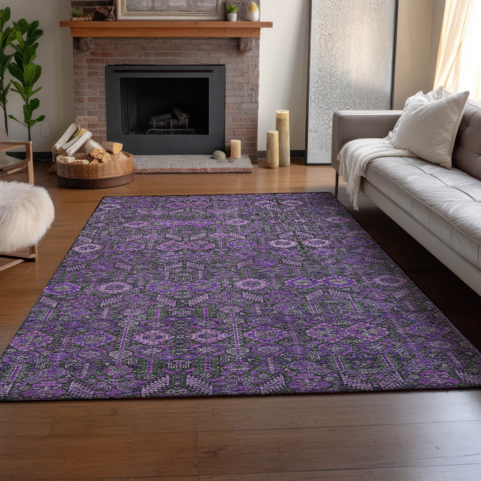 Premium Machine Washable Mayfield AMF574 Purple 8' x 10' Rug