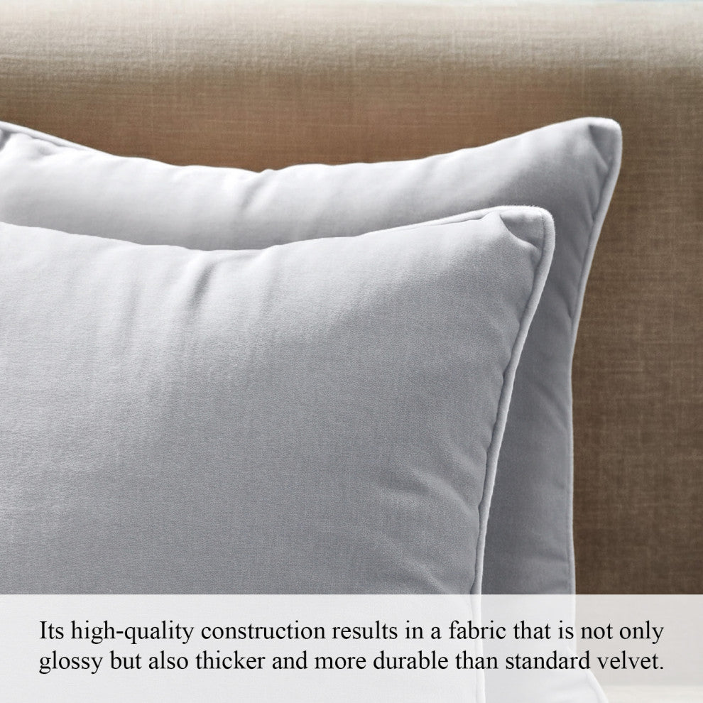 A1HC Soft Velvet Throw Pillow Covers Only, Set of 2, Light Grey, 20"x20"