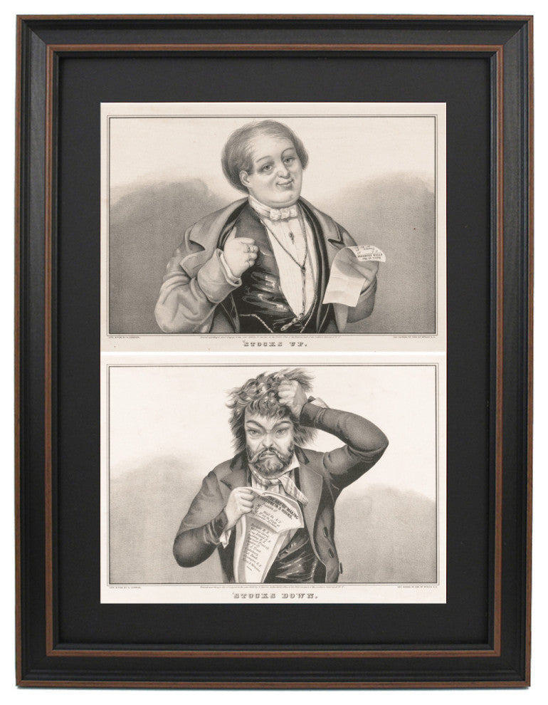 Framed Stocks Up - Stocks Down by Currier and Ives 1849
