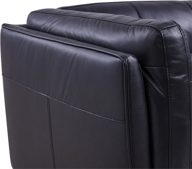 Primrose Contemporary Loveseat In Dark Metal Finish And Navy Genuine Leather