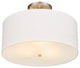 3 Light Semi-Flush Drum Shaped Lighting Fixture, Satin Nickel