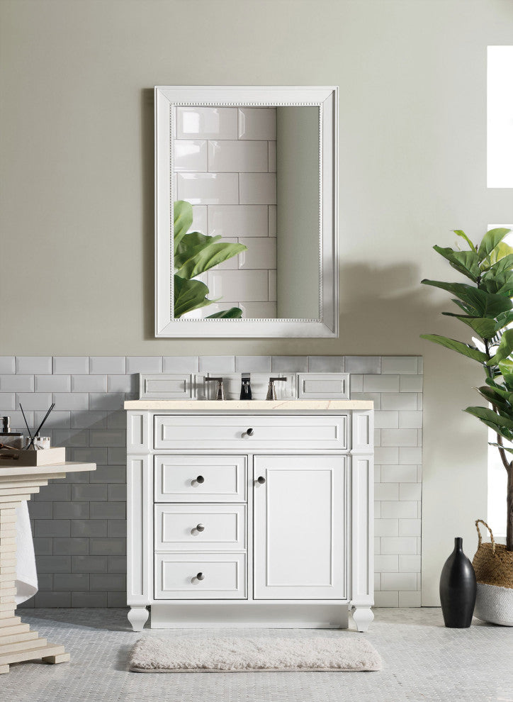 Bristol 36" Single Vanity Bright White, Eternal Marfil Quartz