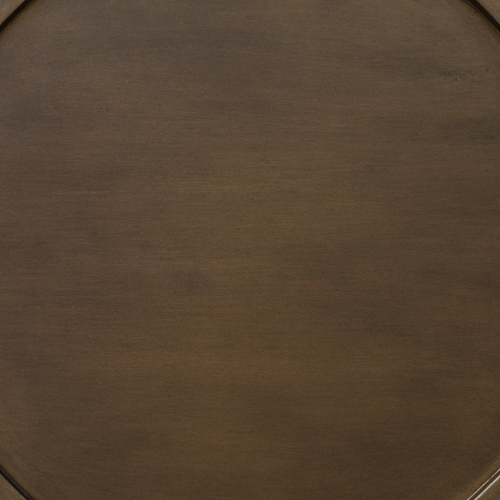 Del Mar Bronze Pedestal Round Accent Table for Small Space