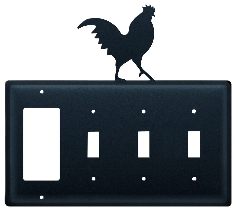 Single GFI and Triple Switch Cover, Rooster