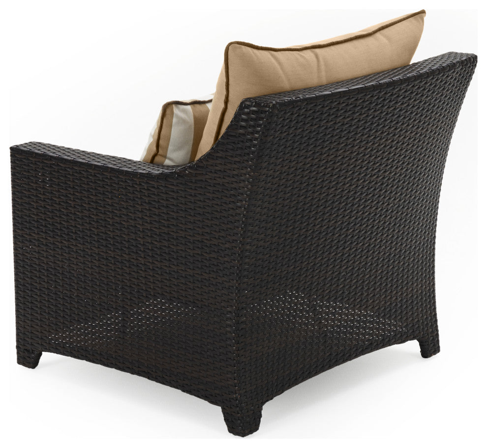 Deco 3 Piece Aluminum Outdoor Club Chairs and Side Table Set, Maxim Beige