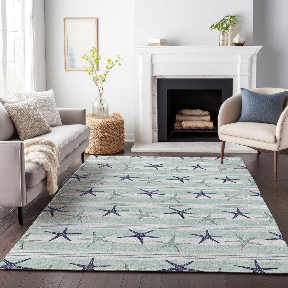 Addison Premium Washable Mayfield AMF191 Blue 8' x 10' Rug