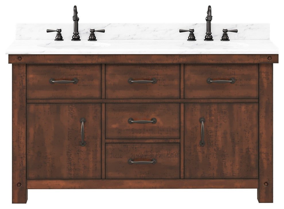 Aberdeen Carrara Marble Countertop Vanity in Rustic Sierra