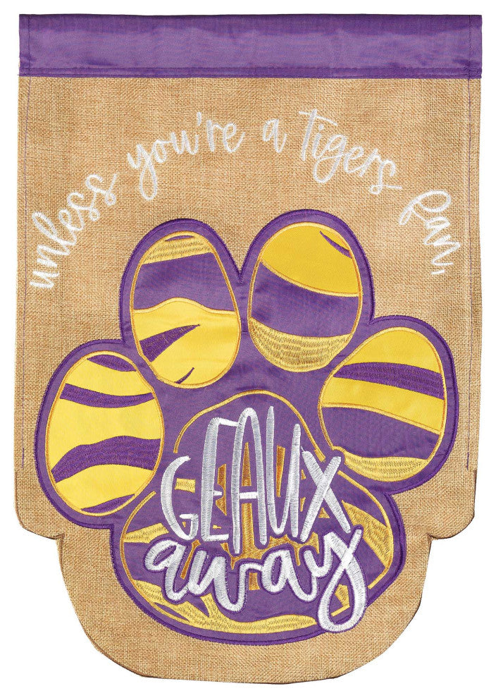 Tiger Paw Geaux Away Flag, Burlap, Garden