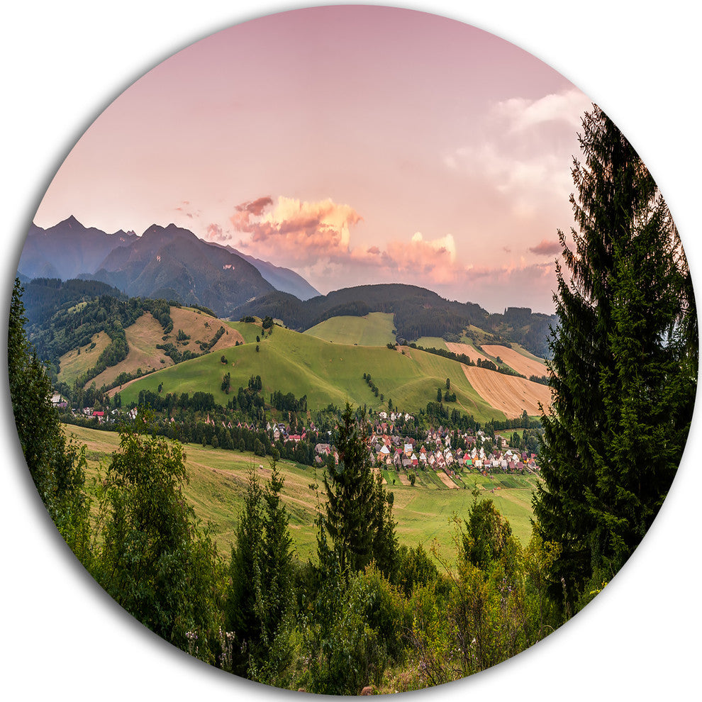 Beautiful Stretch Of Land Panorama, Landscape Disc Metal Wall Art, 11"