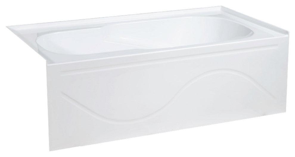 Ivy Alcove Soaking Bathtub With Apron Skirt, 60"x30", Right Hand Drain