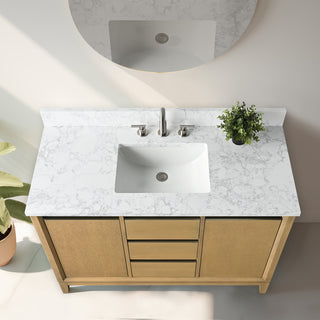 Vanity Art Bathroom Vanity With Sink, Natural Oak, 48" Single