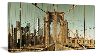"Manhattan Bridge in New York Brown" Canvas Print60"x28", 1 Panel