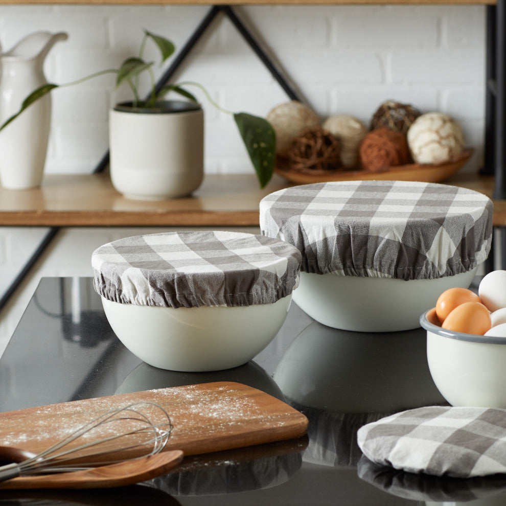 DII Asst Gray Buffalo Check Woven Dish Cover (Set of 3)