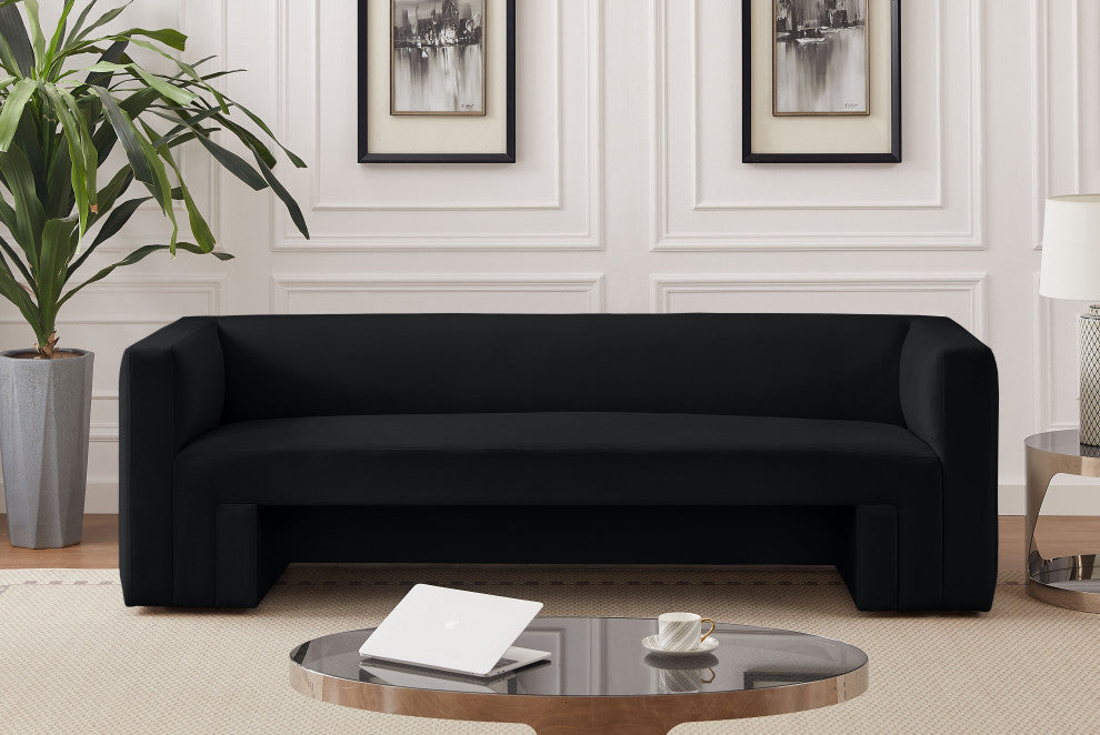 Henson Velvet Upholstered Sofa, Black