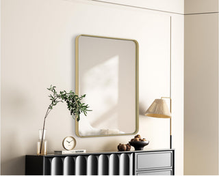 Home Living Contour Metal Rectangle Mirror 30x40, Brass