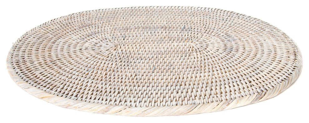 Artifacts Rattan Oval Placemat, White Wash, Medium