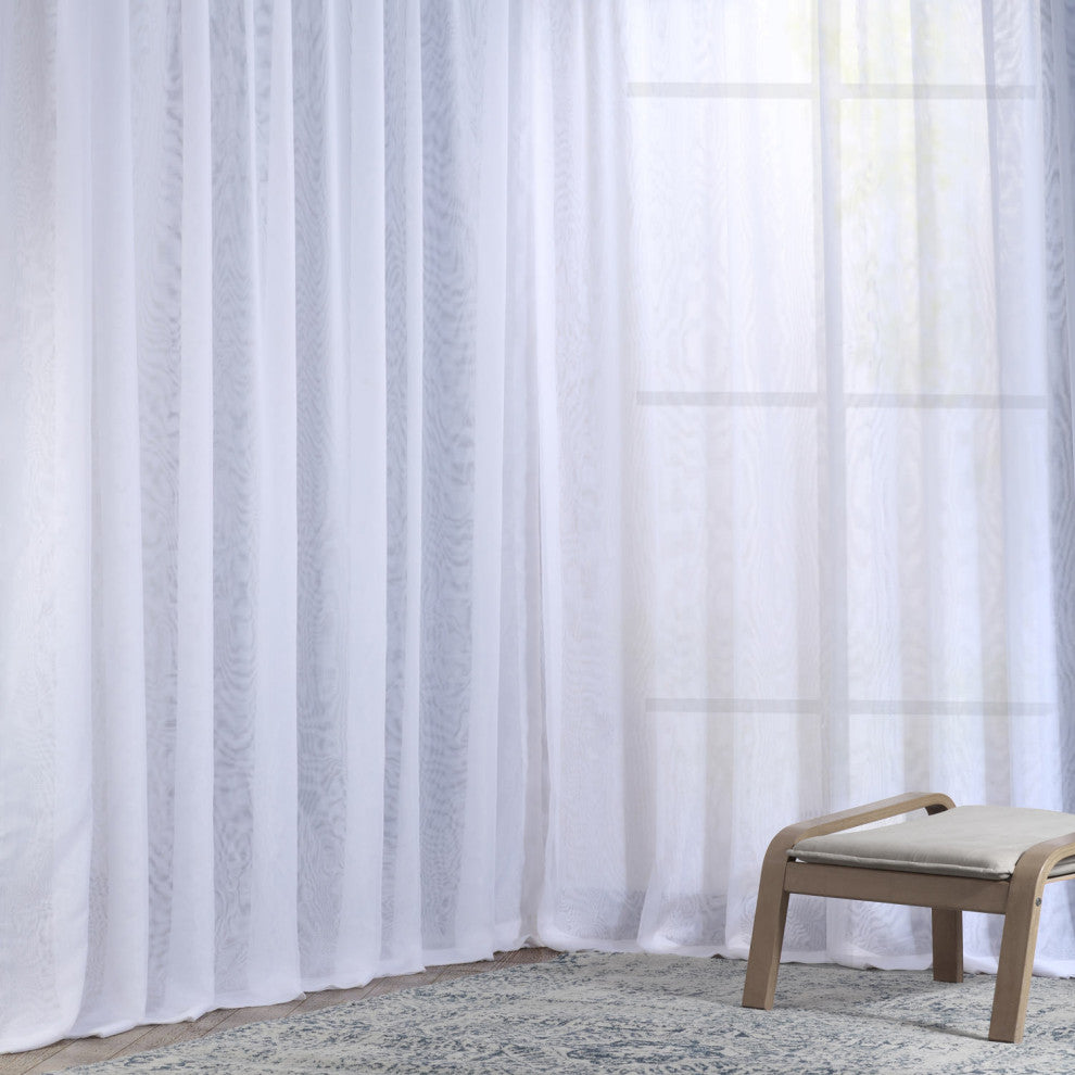 Signature Double Wide White Sheer Curtain Single Panel, 100"x120"
