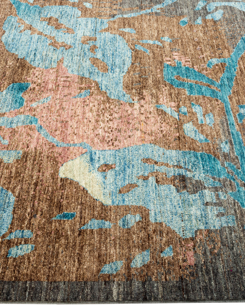 Eclectic, One-of-a-Kind Hand-Knotted Area Rug Gray, 5'0"x8'2"