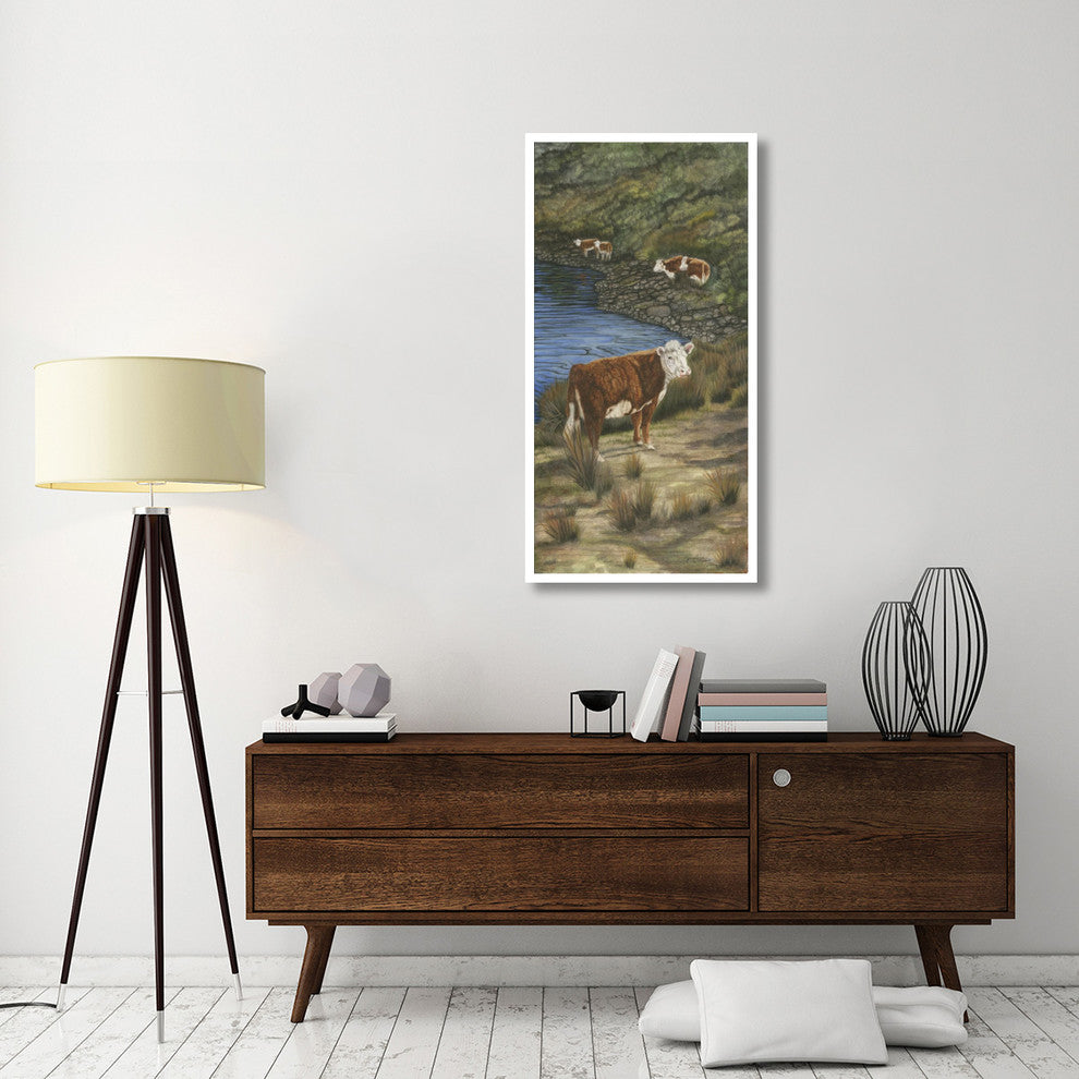 "Cattle by the River" Digital Paper Print by Jacquie Vaux, 26"x50"